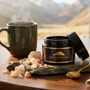 GoldSeal Pure Shilajit resin with warm herbal drink and serving spoon